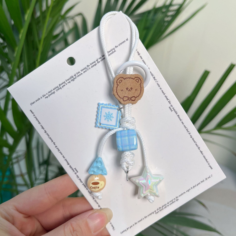Privezak za telefon i ključeve s DIY preslatkim lutkicama od perli (ručno izrađene perle; materijal: plastika/smola; uzorak: zvijezdice, sunce i mjesec, oblaci, svemir)