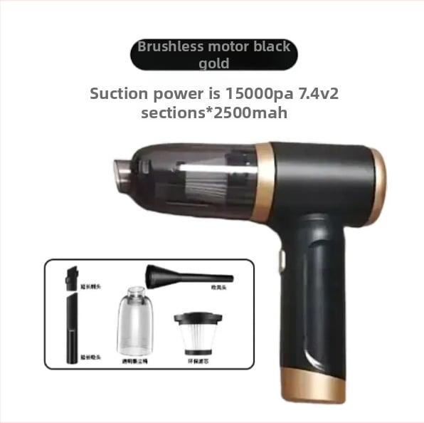 Bezvadu putekļu sūcējs gan mājai, gan auto – rokas vadāms, 90W, iekšējā akumulatora 4000–5000 mAh, sūkšanas jauda 10,1–15 kPa, trokšņa līmenis <36 dB