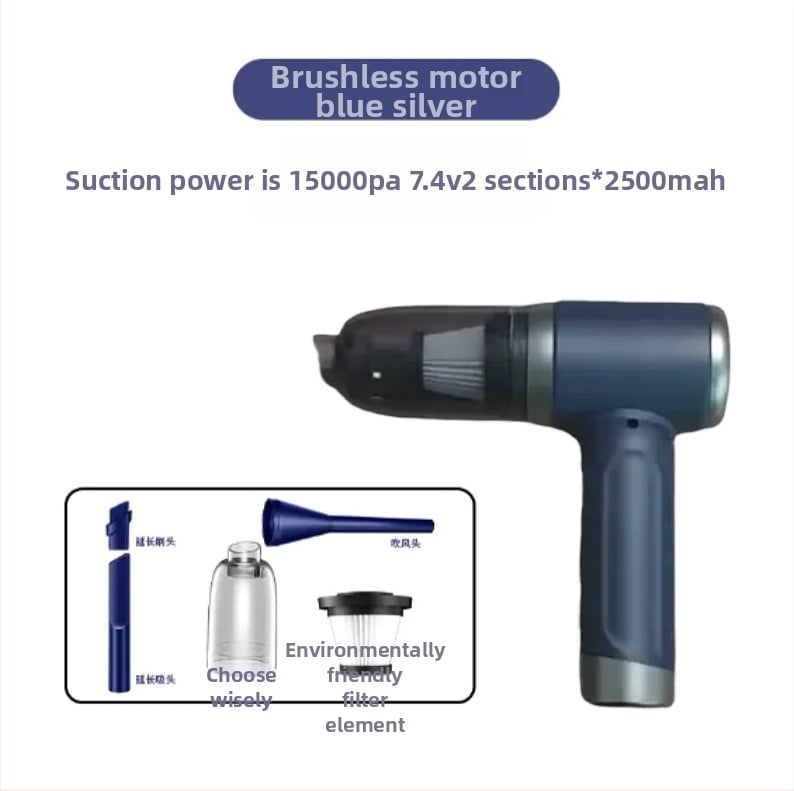 Bezvadu putekļu sūcējs gan mājai, gan auto – rokas vadāms, 90W, iekšējā akumulatora 4000–5000 mAh, sūkšanas jauda 10,1–15 kPa, trokšņa līmenis <36 dB