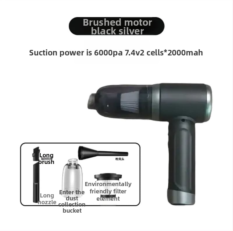 Bezvadu putekļu sūcējs gan mājai, gan auto – rokas vadāms, 90W, iekšējā akumulatora 4000–5000 mAh, sūkšanas jauda 10,1–15 kPa, trokšņa līmenis <36 dB