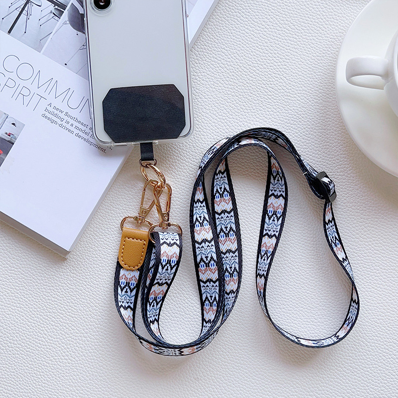 Narukvica za telefon crossbody, podesiva, poliester, metalna kopča, tiskano logo