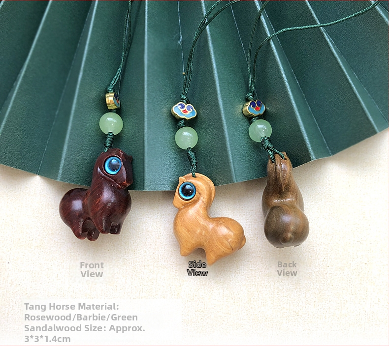 Дървена висулка за телефон и ключодържател с 12 зодии — карикатурни животни; материали: зелено сандалово дърво, розово дърво, boxwood