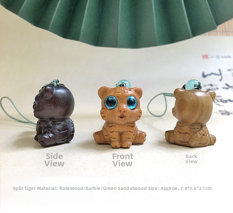 Дървена висулка за телефон и ключодържател с 12 зодии — карикатурни животни; материали: зелено сандалово дърво, розово дърво, boxwood