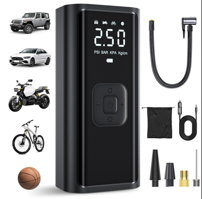 Prenosna bežična pumpa za auto – 12V, 80W, 25 L/min, Type-C punjenje, digitalni displej