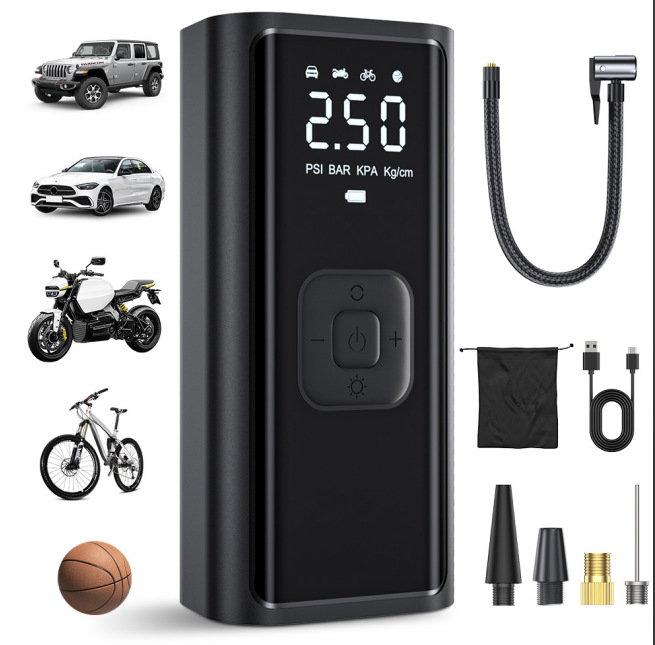 Prenosna bežična pumpa za auto – 12V, 80W, 25 L/min, Type-C punjenje, digitalni displej