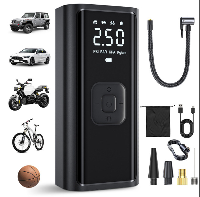 Prenosna bežična pumpa za auto – 12V, 80W, 25 L/min, Type-C punjenje, digitalni displej
