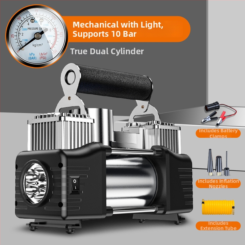 Prenosná elektrická dvojvalcová pumpa na pneumatiky pre auto s digitálnym displejom, 12V, 180W, 45 L/min, 3 m kábel