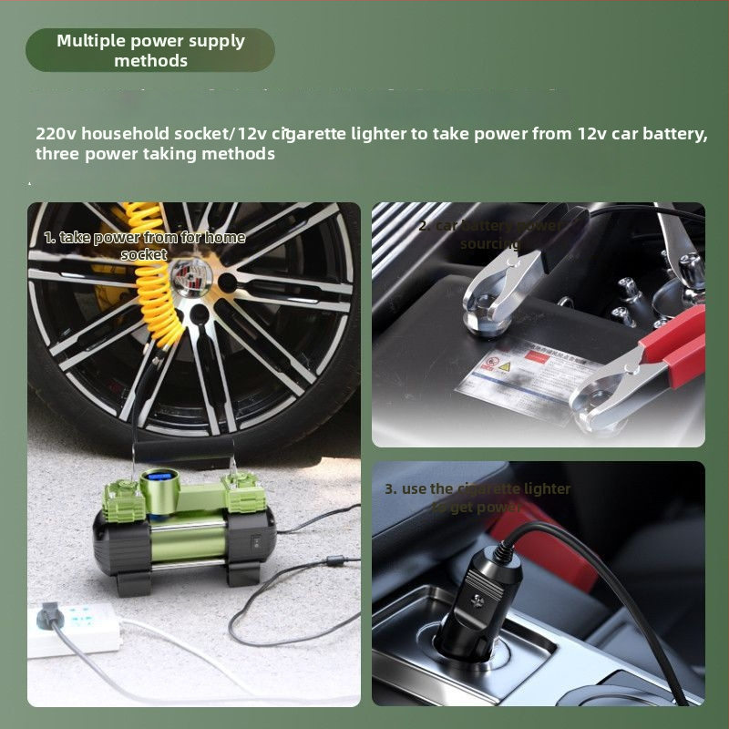 Automobilska pumpa za zrak, 12V, 220W, dvocilindrična, digitalni zaslon, univerzalna za automobile, SUV i poljoprivredna vozila