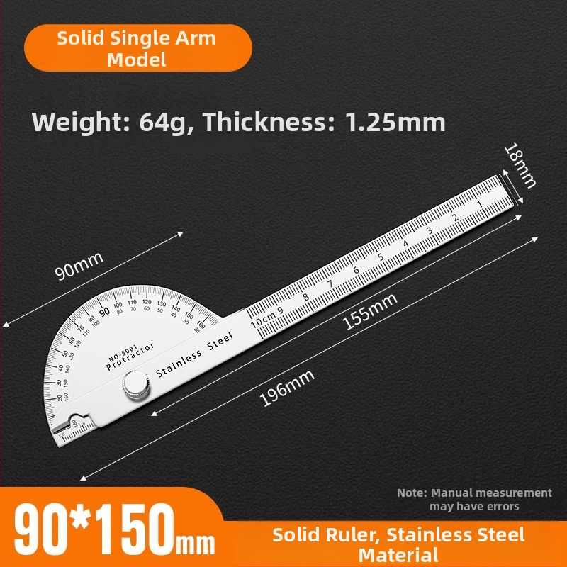 Neck Strength Nerūsējošā tērauda augstas precizitātes leņķu mērītājs ar daudzfunkcionālu mērierīci koka darbnīcai un rūpniecībai