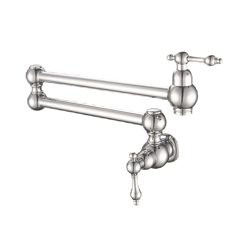 Réz konyhai falra szerelt hajtogatható-teleszkópos forgó csap, kerámiás szeleppel, be-/kimeneti átmérők 1/2, 3/8, 9/16