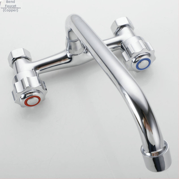 Fali konyhai csaptele kettős vezérléssel, réz test, beépített kivitel, DN15 négy csatlakozás, teljes réz szelepekkel, modern stílus