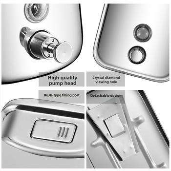 Дозатор за сапун от неръждаема стомана, стенен монтаж, механизъм за натискане с ръка, електроплатиране, тегло 1.5 кг