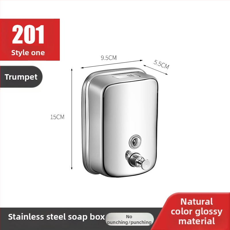 Дозатор за сапун от неръждаема стомана, стенен монтаж, механизъм за натискане с ръка, електроплатиране, тегло 1.5 кг