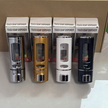 Стенно монтиран диспенсер за сапун, шампоан и душ гел – ръчно натискане, пластмасов корпус, модерен минималистичен стил, тегло 200 g