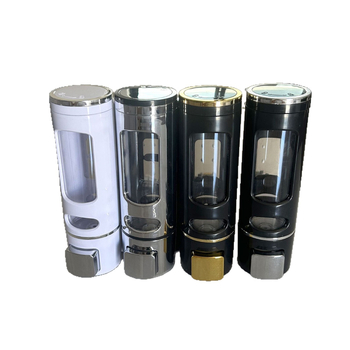 Стенно монтиран диспенсер за сапун, шампоан и душ гел – ръчно натискане, пластмасов корпус, модерен минималистичен стил, тегло 200 g