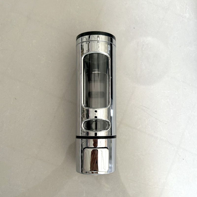 Стенно монтиран диспенсер за сапун, шампоан и душ гел – ръчно натискане, пластмасов корпус, модерен минималистичен стил, тегло 200 g