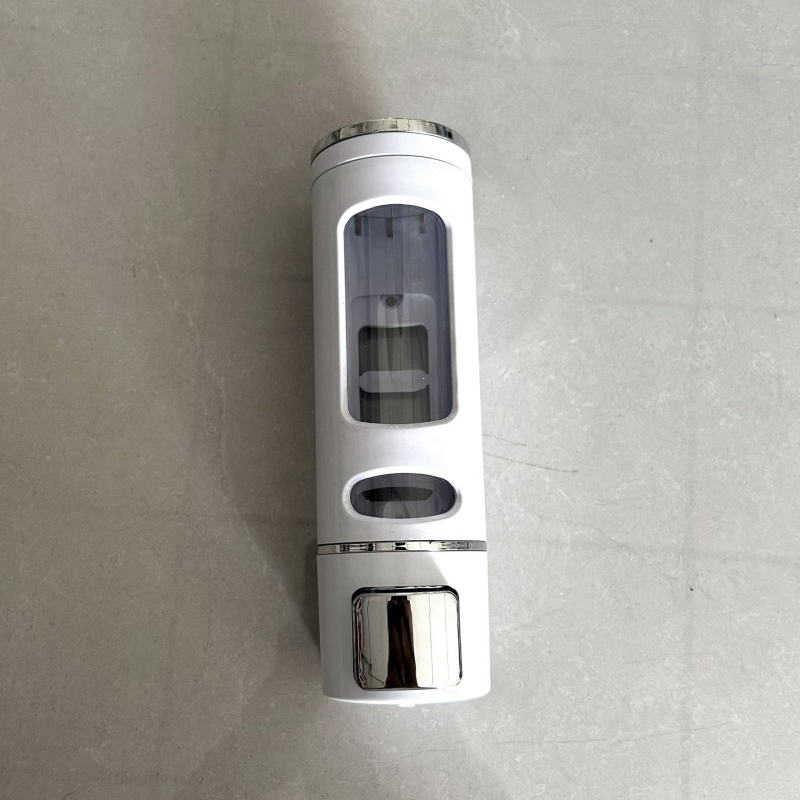 Стенно монтиран диспенсер за сапун, шампоан и душ гел – ръчно натискане, пластмасов корпус, модерен минималистичен стил, тегло 200 g