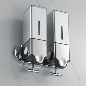 Стенно дозатор за сапун за баня и кухня – пластмасов, хромирано покритие, ръчно натискане, марка Hannai, тегло 0,643 кг