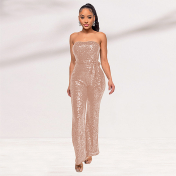 Γυναικεία ολόσωμη φόρμα χωρίς μανίκια, φαρδιά γραμμή, μέση μεσαίου ύψους, πολυεστερ-ελαστάνη, καλοκαίρι 2025, street hipster στυλ