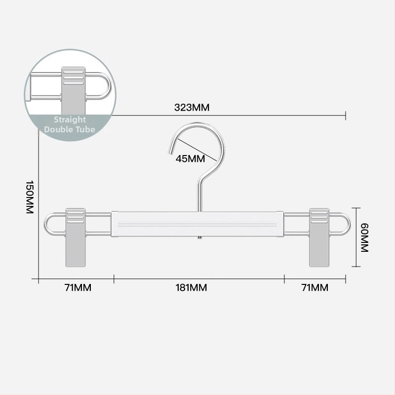 Αλουμινένιος συνδετήρας παντελονιών με κινητό αντιολισθητικό κλιπ για ντουλάπα