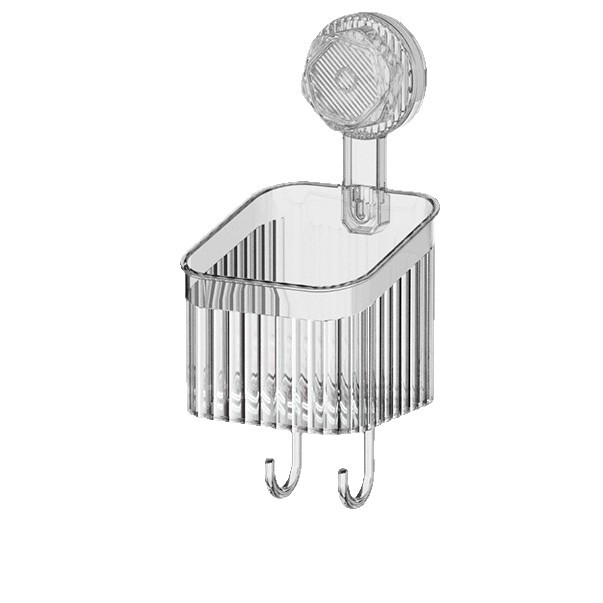 Raft de baie din plastic montat pe perete, rotativ, cu ventuză – organizator pentru prosoape și produse de machiaj