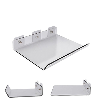 Raft de depozitare din acril fără găuri, montaj pe perete, transparent, 1 nivel, montaj cu adeziv, stil modern minimalist