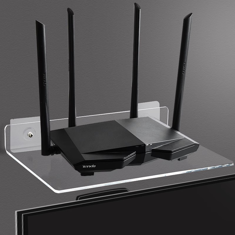 Raft de depozitare din acril fără găuri, montaj pe perete, transparent, 1 nivel, montaj cu adeziv, stil modern minimalist