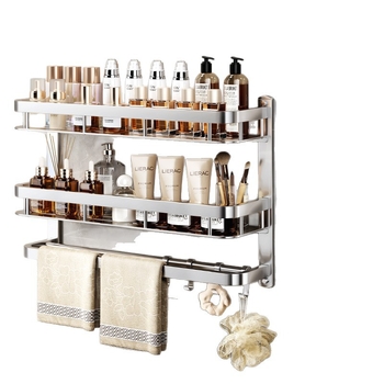 Raft de depozitare pentru baie montat pe perete, oțel inoxidabil, finisaj lucios, 1–3 niveluri, stil modern minimalist, Aochler model 000