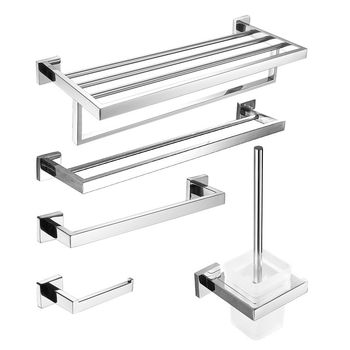 Set suport prosoape din oțel inoxidabil 304, țeavă pătrată cu două niveluri, finisaj lustruit, încărcare 20 kg, design modern