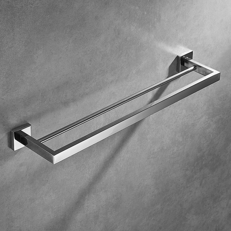 Set suport prosoape din oțel inoxidabil 304, țeavă pătrată cu două niveluri, finisaj lustruit, încărcare 20 kg, design modern