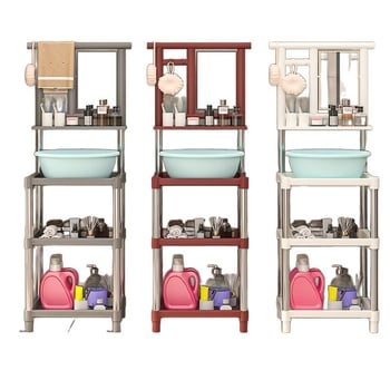 Raft pentru lavoar, plastic; stil universal mini; șase niveluri; montaj pe perete; depozitare pentru călătorii.