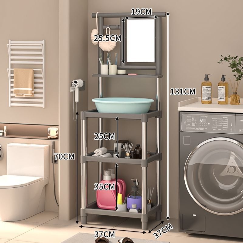 Raft pentru lavoar, plastic; stil universal mini; șase niveluri; montaj pe perete; depozitare pentru călătorii.