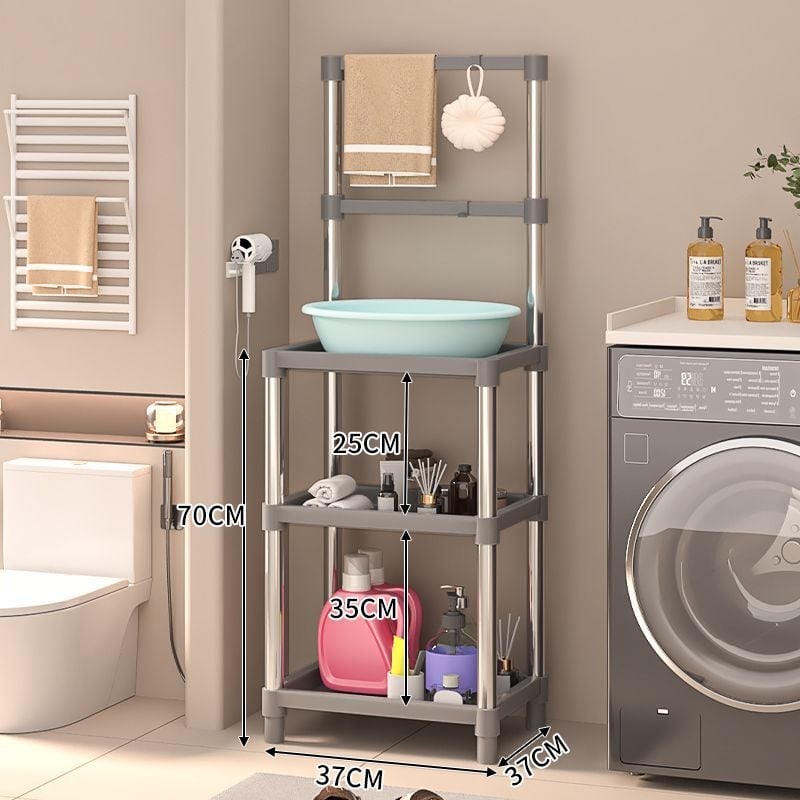 Raft pentru lavoar, plastic; stil universal mini; șase niveluri; montaj pe perete; depozitare pentru călătorii.