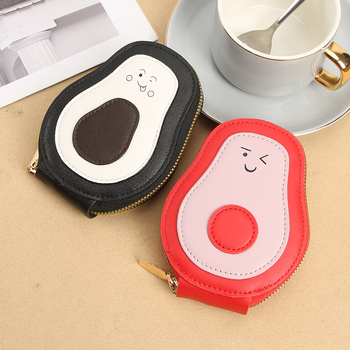 Καρτοθήκη με φερμουάρ από PU, φρούτο αβοκάντο, πολλαπλών θέσεων για κάρτες, Unisex, άνοιξη 2025, επένδυση πολυεστέρα