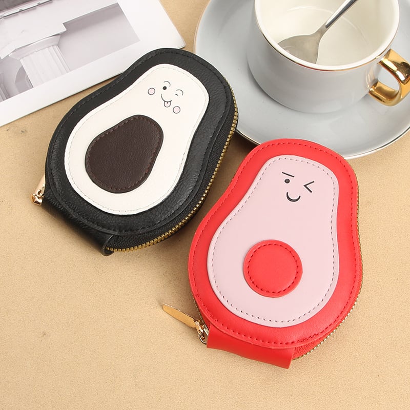 Καρτοθήκη με φερμουάρ από PU, φρούτο αβοκάντο, πολλαπλών θέσεων για κάρτες, Unisex, άνοιξη 2025, επένδυση πολυεστέρα