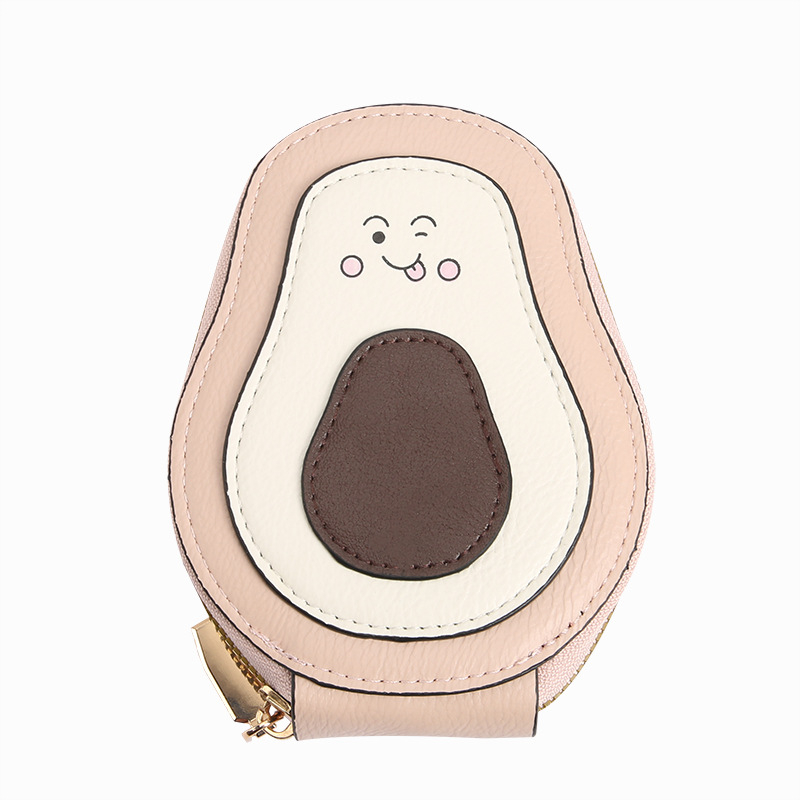 Καρτοθήκη με φερμουάρ από PU, φρούτο αβοκάντο, πολλαπλών θέσεων για κάρτες, Unisex, άνοιξη 2025, επένδυση πολυεστέρα