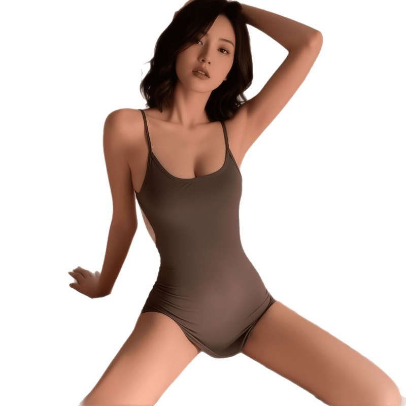 Set de lenjerie cu bretele – design transparent cu crot deschis, set în stil uniform pentru femei, poliester 90–95%