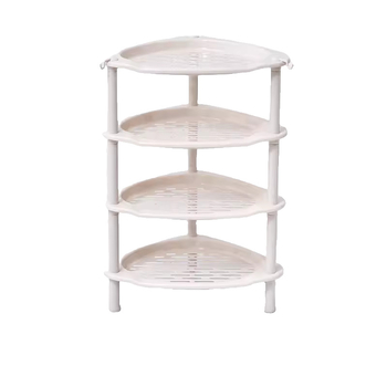 Raft de baie triunghiular, podea, din plastic, Maxiju Tripod (Greutate pe nivel 5–7,5 kg; Până la 5 niveluri; Stil modern minimalist)