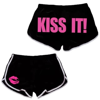 Moteriški 3/4 ilgio šortai iš poliesterio, elastus juosmuo, raidėmis atspaudas, gatvės mados sportiškas kasdienis stilius