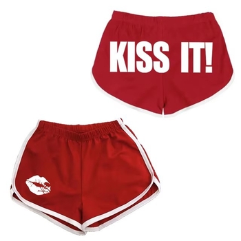 Moteriški 3/4 ilgio šortai iš poliesterio, elastus juosmuo, raidėmis atspaudas, gatvės mados sportiškas kasdienis stilius