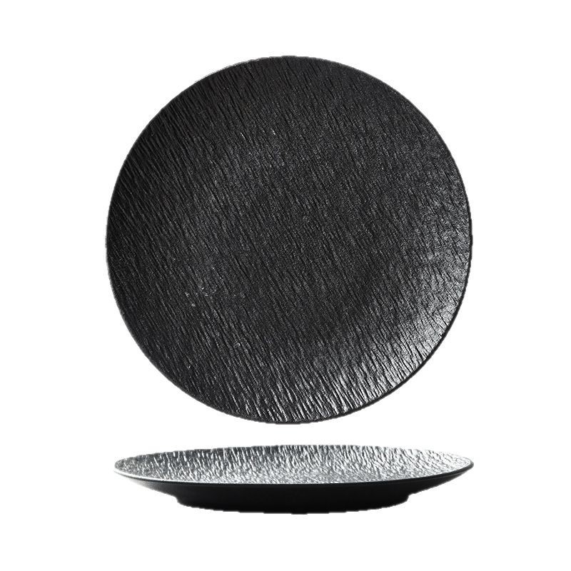 Farfurie plată din ceramică, stil japonez, rotundă, compatibilă cu microundele, posibilitatea imprimării logo-ului