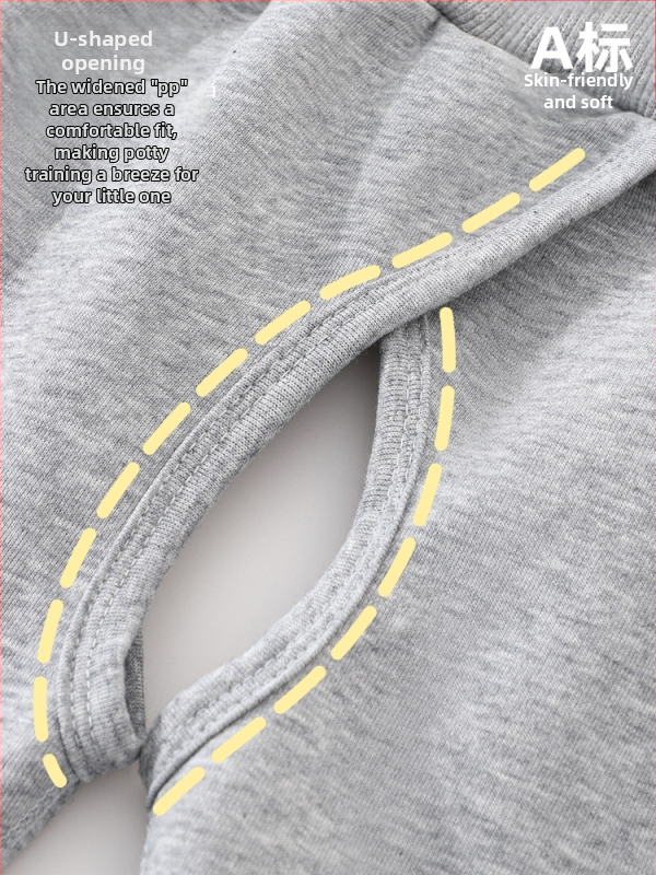 Pantaloni pentru bebeluși cu crotch deschis, unisex, stil simplu, 60% poliester 40% bumbac, talie medie cu elastic, material moale, primăvară și toamnă