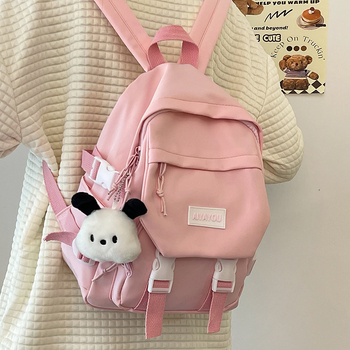 Rucsac femei din nylon, stil urban minimalist, impermeabil, capacitate sub 20L, compatibil cu laptop de până la 10 inci, bretele cu pernă de aer