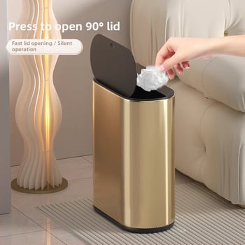 Puting 7L nerūdijančio plieno ovali šiukšlių dėžė vonios kambariui su spausiamu dangteliu, namų naudojimui