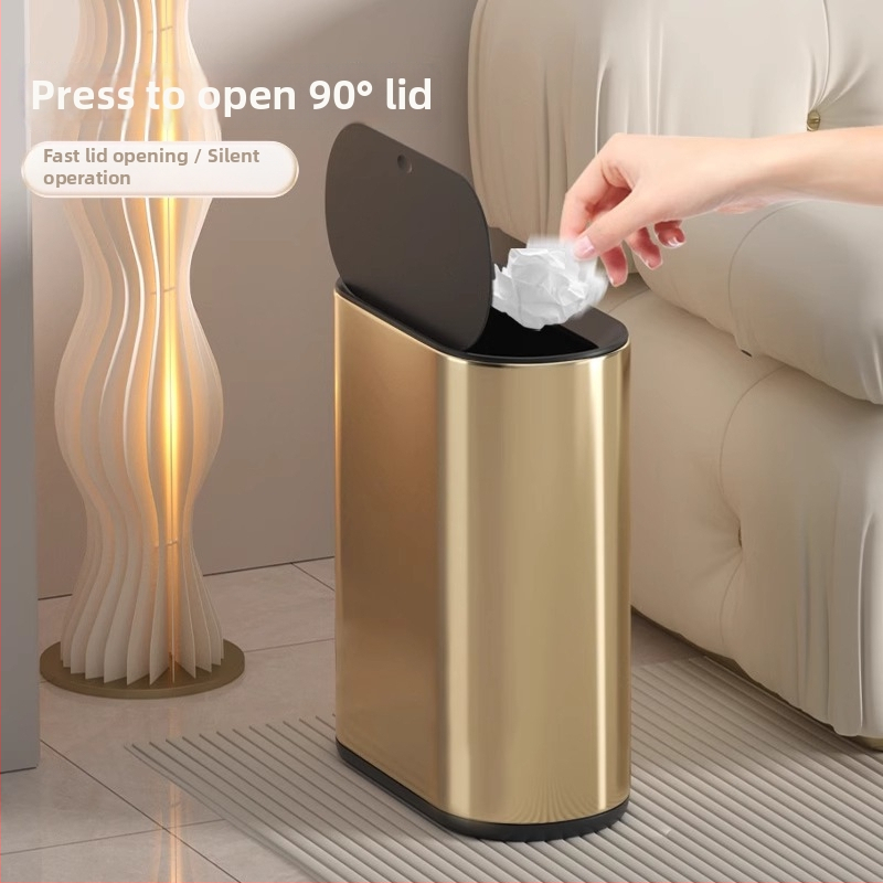 Puting 7L nerūdijančio plieno ovali šiukšlių dėžė vonios kambariui su spausiamu dangteliu, namų naudojimui