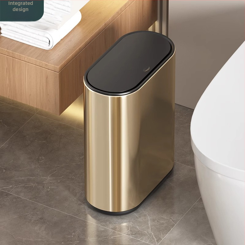 Puting 7L nerūdijančio plieno ovali šiukšlių dėžė vonios kambariui su spausiamu dangteliu, namų naudojimui