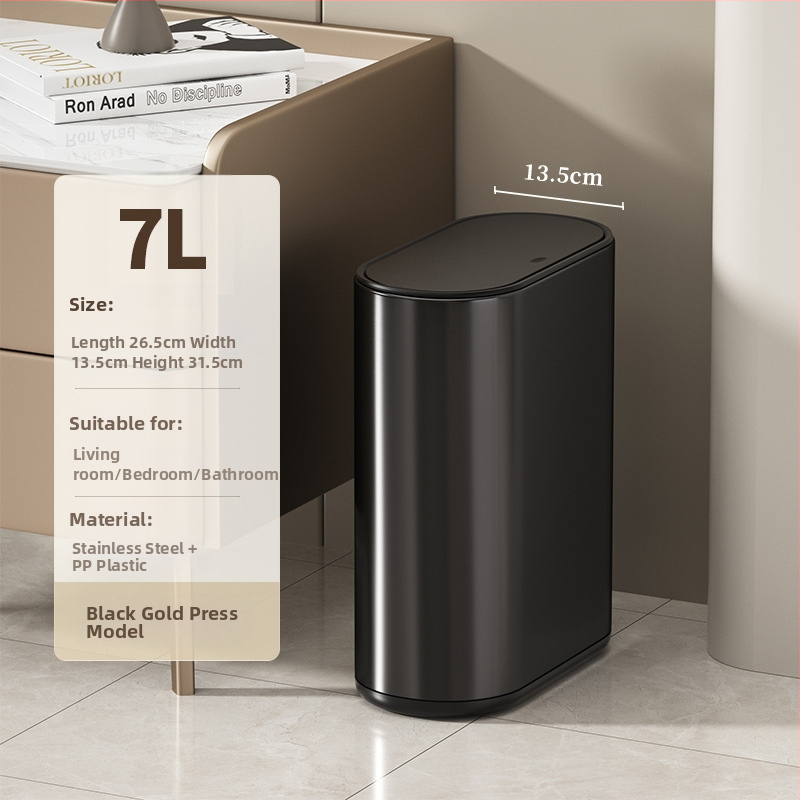 Puting 7L nerūdijančio plieno ovali šiukšlių dėžė vonios kambariui su spausiamu dangteliu, namų naudojimui