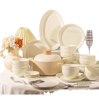 Set de boluri și farfurii din porțelan, stil nordic, finisaj subglazură, potrivit pentru microunde