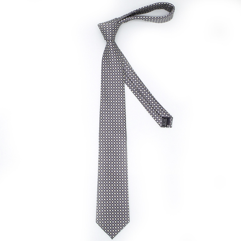 Set de cravată pentru bărbați cu batistă de buzunar și butoni de manșetă, 3 piese, jacquard poliester, model carouri