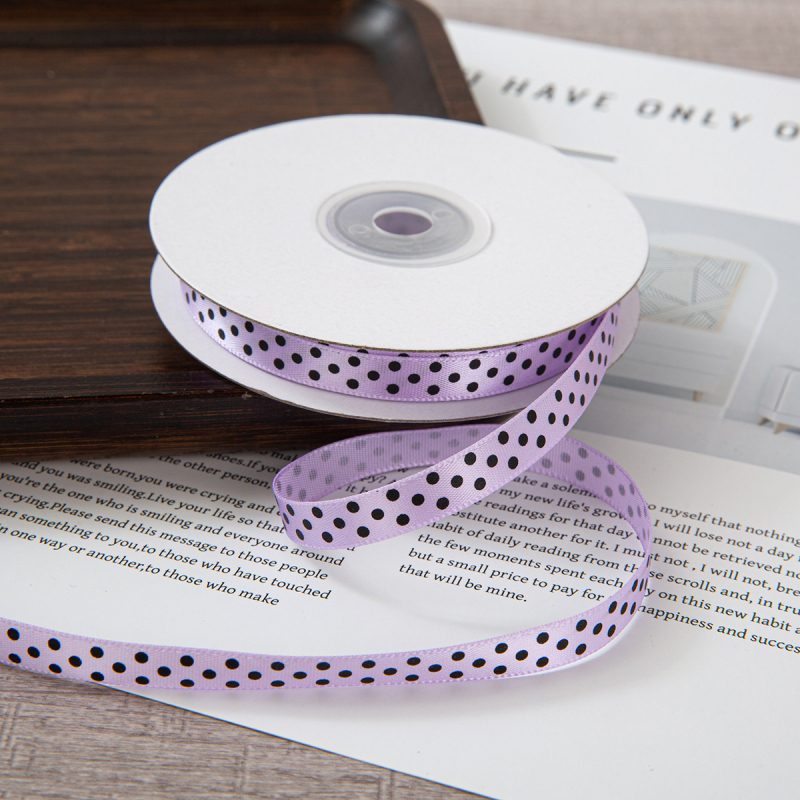 Polka taškų poliesterio juosta DIY lankams, plaukų aksesuarams ir dovanų įpakavimui – Medžiaga: poliesteris; Prekės kodas: Polka Dot Polyester Belt; Prekės ženklas: Jian Wu